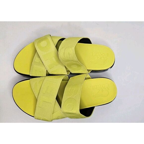 Sorel Roaming Sport Slides Neon Yellow Platform Sandals Size 7.5 - Picture 5 of 8